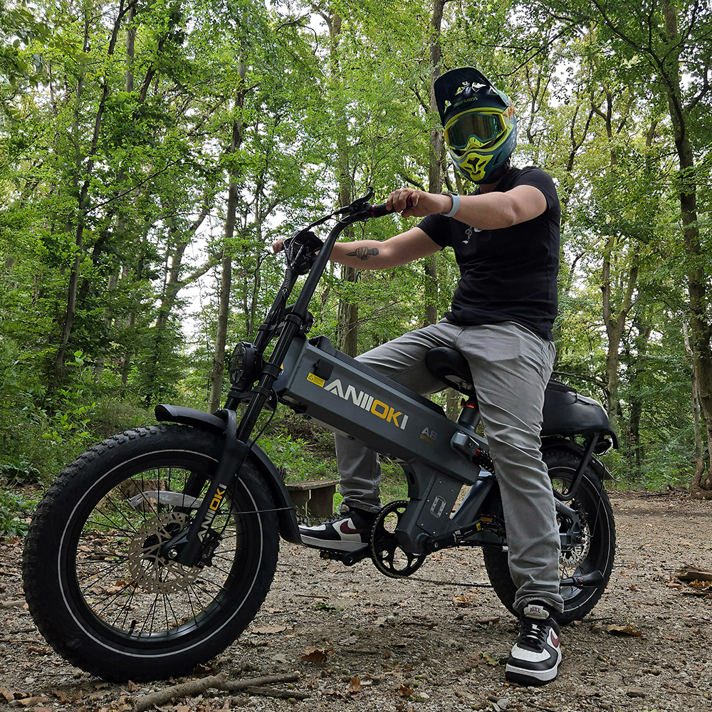 A man riding an EU ANIIOKI A8 Pro Max eBike (2026).